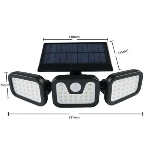 Вуличний потрійний ліхтар Split Solar Wall Lamp FL - 1725B на сонячній батареї з датчиком руху, Настінний акумуляторний вологозахищений світильник