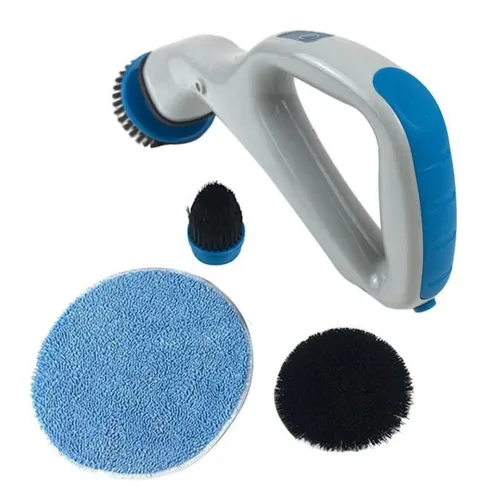 Бездротова щітка для прибирання Hurricane Muscle Scrubber 4 насадкия, акумуляторна чистяча щітка від USB з насадками для чищення поверхонь сіра