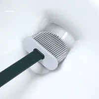 Туалетный ершик с гнущейся силиконовой плоской щеткой для чистки унитаза NJ-497 Зеленый с креплением на стену, навесной ёршик 10 х 4,5 х 36 см
