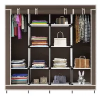 Складаний тканинний шафа для одягу Storage Wardrobe 88170 на 4 секції, 170х45х175, каркасний органайзер гардероб для взуття та речей на 12 полиць