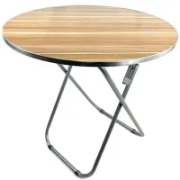 Туристичний розкладний круглий стіл Round Folding Table 60х70 см для пікніка, складаний алюмінієвий столик МДФ для кемпінгу та саду Коричневий