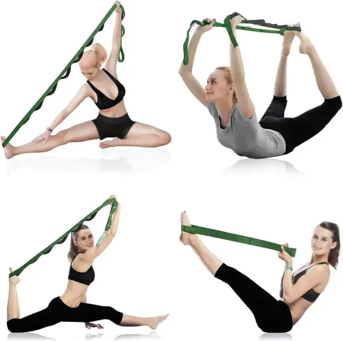 Подовжений нейлоновий пояс для йоги і розтяжки м'язів Yoga Stretch Band, еластичний тяговий ремінь для тренувань 12 петель для різного навантаження