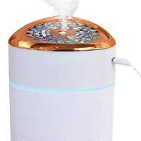 Ультразвуковий зволожувач повітря нічник Happy Home Heavy fog Humidifier з RGB підсвічуванням 1000мл, Аромадифузор міні дифузор від USB біло-золотий