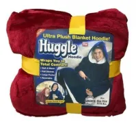 Толстовка-плед с капюшоном Huggle Hoodie Ultra Plush Blanket бордовая 2в1 унисекс оверсайз худи плюшевый плед с рукавами на флисе 74Х110 см Красная