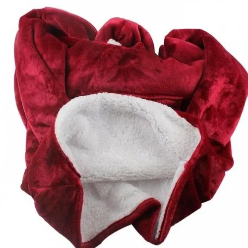 Толстовка-плед с капюшоном Huggle Hoodie Ultra Plush Blanket бордовая 2в1 унисекс оверсайз худи плюшевый плед с рукавами на флисе 74Х110 см Красная