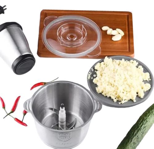 Электрический измельчитель мясорубка Cooking Молния ZP-051 600W с двухъярусным лезвием Металлический кухонный блендер мини комбайн с чашей 2л BT-7019