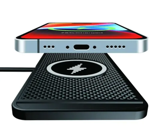 Автомобильная беспроводная зарядка Car Wireless Pad C1 15W для зарядки телефона, Силиконовый зарядный коврик в авто с антискользящим покрытием Черный