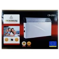 Напольный электрический конвектор Crownberg CB-2001 2000W, Конвекторный керамический обогреватель с регулировкой температуры и креплением на стену