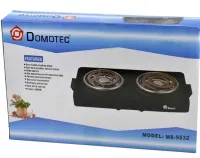 Настільна спіральна електрична плита на дві конфорки Domotec MS-5532 1000w, двоконфорочна електроплита з широкою спіраллю і термостатом Чорний