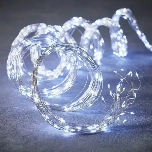Внутренняя светодиодная гирлянда Конский хвост 200LED диодов 2 м 10 нитей Холодный белый для дома роса 10 струн по 2 метра USB Холодная белая
