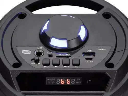 Бездротова Bluetooth колонка SoonBox S4405 10w з мікрофоном і RGB LED підсвічуванням, акумуляторна блютуз акустика USB AUX для Android IOS Чорна