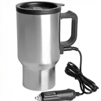 Автомобільна термокружка термос з підігрівом Electric Mug 140z чашка 400мл 12V, авто кружка кип'ятильник від прикурювача в машину 2240 Сріблястий
