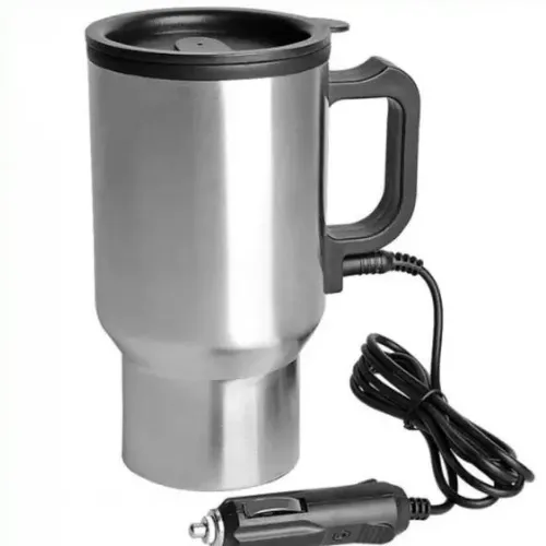 Автомобільна термокружка термос з підігрівом Electric Mug 140z чашка 400мл 12V, авто кружка кип'ятильник від прикурювача в машину 2240 Сріблястий