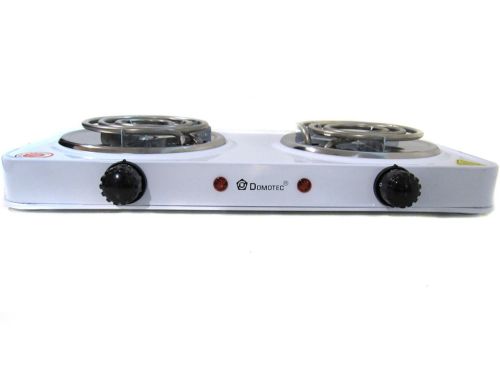Настільна електроплита Domotec MS-5802 1000W на 2 конфорки спіраль, двоконфорочна електрична плита 1000Вт з термостатом на 5 положень Біла