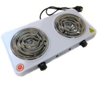 Настільна електроплита Domotec MS-5802 1000W на 2 конфорки спіраль, двоконфорочна електрична плита 1000Вт з термостатом на 5 положень Біла