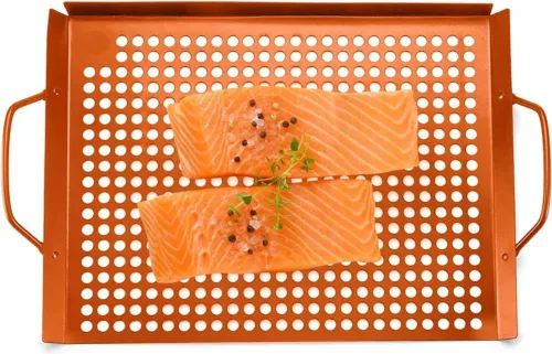 Складаний прямокутний мангал барбекю Rainberg BBQ 6103 40х28см для стейків м'яса та овочів, Переносна прямокутна сітка гриль барбекю Коричневий