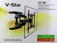 Настінний поворотний кронштейн V-Star S65 55"-85" дюймів для телевізора до 68.2 кг, Підвісний тримач кріплення для ТВ плазми 55-85 дюймів Чорний