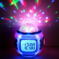 Настольные часы - проектор Music And Starry Sky Calendar 1038 с LED подсветкой, Музыкальный ночник проектор звездного ночного неба светильник Белый