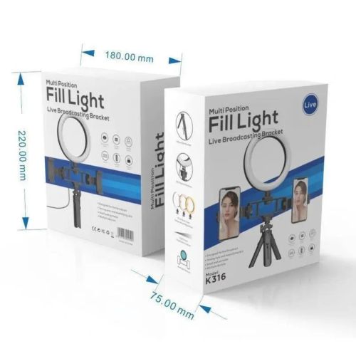Кільцева USB LED лампа Bracket Fill Light Live K315 16см 6 " зі штативом і двома власниками настільна світлодіодна Multi-Position Ring Broadcasting