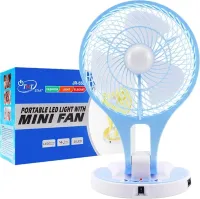 Настільний складаний вентилятор з лампою Handy Mini Fan JR-5580 12V 220V з LED підсвічуванням від акумуляторів 18650 акумуляторний міні-вентилятор