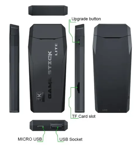 Ігрова відео приставка Data Frog Y - 3 Lite Green Playstation PS1 з бездротовими джойстиками, HDMI до телевізора 64Гб, 4k 10000 ігор Sega Dendy Y3