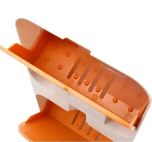 Настінний органайзер для мила Flip Lid Drain Soap Box на 2 відсіки з відкидними кришками, Подвійна навісна мильниця зі зливом на стіну у ванну