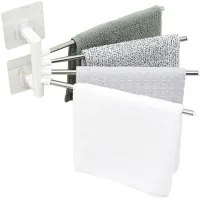 Універсальна настінна рушникосушка тримач для ванної 4-Bar Towel Rack на 4 рушники, Вішалка органайзер для рушників 4 тримачі Білий