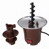 Шоколадний фонтан Фондю Mini Chocolate Fondue Fountain LY-280 на 2 яруси 60W, Фондюшниця міні фонтан для шоколаду з харчової нержавійки, Коричневий