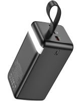Зовнішній акумулятор Borofone Power Bank BJ14D 50000mah Black на 2 USB 22.5 W і USB-C 20W, УМБ Повербанк батарея з ремінцем для зарядки телефону Чорний