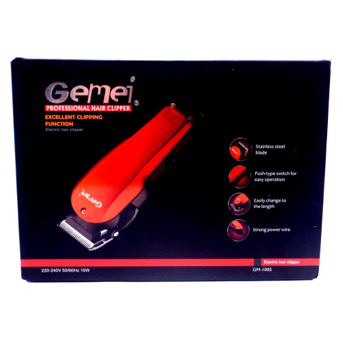 Професійна дротова машинка для стрижки волосся GEMEI GM-1005 4 насадки 15W, Тример GM1005 з поворотним регулятором довжини зі знімними насадками