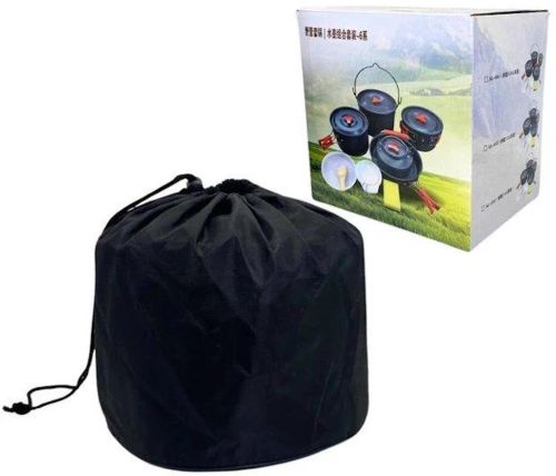 Туристичний кухонний набір посуду Camping cooking AL - 600 на 15 предметів чайник 3 каструлі сковорода і кухонне приладдя в чохлі для кемпінгу