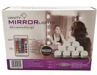 Світлодіодна кольорова RGB LED підсвічування на дзеркало Vanity Mirror Lights 10 ламп Комплект лампочок для дзеркала з пультом і регулюванням кольору