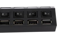 USB хаб Memos на 4 порти з перемикачами Black, живлення від USB 2.0 розгалужувач з кнопками on off концентратор перехідник HUB 480 Мбіт 5В Чорний