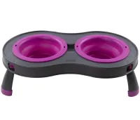 Нековзна подвійна миска Dougez Pet Bowl Set 2 в 1 для їжі і води на складаний підставці для собак і кішок 600мл, годівниця для домашніх тварин