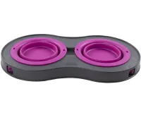 Нековзна подвійна миска Dougez Pet Bowl Set 2 в 1 для їжі і води на складаний підставці для собак і кішок 600мл, годівниця для домашніх тварин