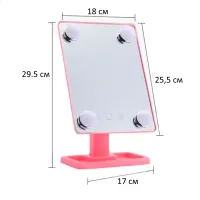 Настільне Косметичне дзеркало Cosmetie mirror 360 Rotation Angel з LED підсвічуванням для макіяжу, компактне прямокутне сенсорне дзеркало Рожеве