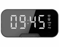Дзеркальний годинник з колонкою Fleco BT Q5 Bluetooth з LED підсвічуванням і підставкою для телефону, блютуз колонка з годинником LS-Q5 з термометром