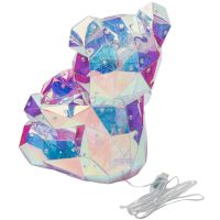 Кришталевий ведмедик Тедді з сердечком Love Bear Red 3D з LED підсвічуванням 25 см, Світлодіодний голографічний світильник ведмідь із серцем від USB Червоний