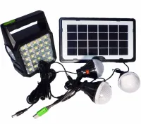 Автономна Сонячна зарядна станція Solar Gdlite GD-105 Power Bank з сонячною панеллю і 3 LED лампочки, Прожектор ліхтар з функцією повербанка