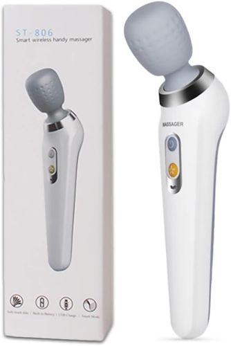 Бездротовий ударний масажер Smart Wireless Handy Massager ST-806 для всього тіла і м'язів, акумуляторний вібромасажер MS - 2022 для шиї плечей Білий