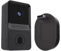 Бездротовий дверний відеодзвінок домофон Wi-Fi Mini Doorbell AiWit T2 Mini 720p для дому, Акумуляторний WIFI дзвінок з камерою Android iOS Чорний Чорний