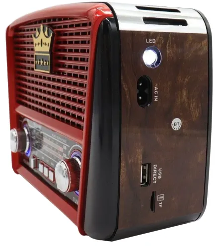 Аккумуляторный FM радиоприемник MP3 колонка Golon RX-455S SOLAR USB+SD с солнечной панелью, Портативный ФМ радио приемник 6W с аккумулятором Красный