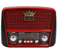 Аккумуляторный FM радиоприемник MP3 колонка Golon RX-455S SOLAR USB+SD с солнечной панелью, Портативный ФМ радио приемник 6W с аккумулятором Красный