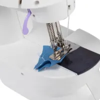 Професійна швейна машинка 4 в 1 Mini Sewing Machine SM - 202A (WJ-08), Портативна міні машинка 201 для шиття з адаптером і педаллю для дому Біла