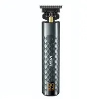 Бездротова акумуляторна машинка VGR V-077 для стрижки волосся, акумуляторний тример бритва для окантовки бороди і вусів з LCD дисплеєм і насадками