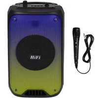 Беспроводная Bluetooth колонка TMG HiFi RX-6168 10W с микрофоном и RGB LED подсветкой, Аккумуляторная блютуз акустика USB AUX для Android IOS Черная