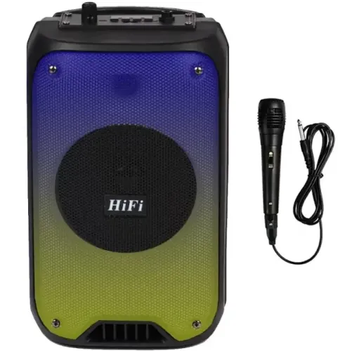 Беспроводная Bluetooth колонка TMG HiFi RX-6168 10W с микрофоном и RGB LED подсветкой, Аккумуляторная блютуз акустика USB AUX для Android IOS Черная