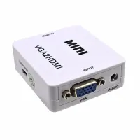 Конвертер перехідник VGA на HDMI Активний адаптер зі звуком і зовнішнім живленням VGA-HDMI аудіо вхід 3.5 mm Converter Mini 1080P