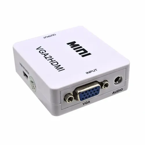 Конвертер перехідник VGA на HDMI Активний адаптер зі звуком і зовнішнім живленням VGA-HDMI аудіо вхід 3.5 mm Converter Mini 1080P
