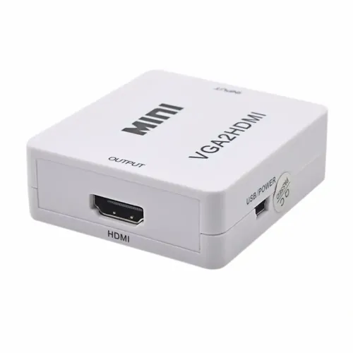 Конвертер перехідник VGA на HDMI Активний адаптер зі звуком і зовнішнім живленням VGA-HDMI аудіо вхід 3.5 mm Converter Mini 1080P